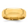 14k Yellow Gold 7mm Beveled Edge Comfort Fit Wedding Band Size 8