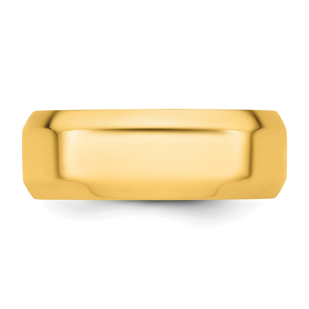 14k Yellow Gold 8mm Beveled Edge Comfort Fit Wedding Band Size 14