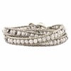 White Howlite Beaded and Leather Multi-wrap Bracelet