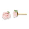 1928 Jewelry Gold-tone Pink Porcelain Rose Post Stud Earrings