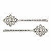 1928 Jewelry Set of 2 Silver-tone Filigree Clear Crystal Hairpins