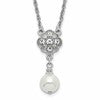 1928 Silver-tone Crystal and Imitation Pearl 16in w/ 3in ext. Necklace