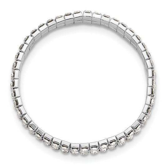 1928 Jewelry Silver-tone Sparkling Clear Crystal Two Row Stretch Bracelet