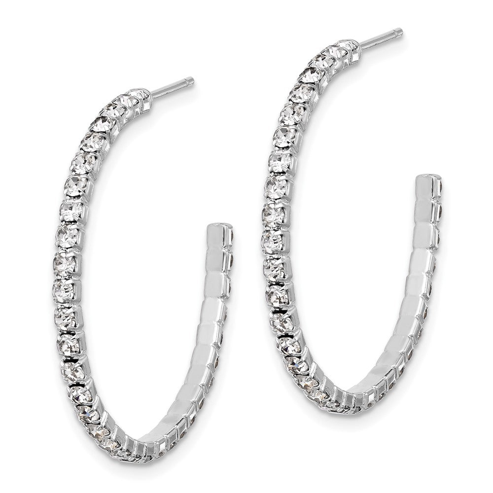 Silver-tone 35mm Crystal J-Hoop Post Earrings