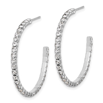 Silver-tone 35mm Crystal J-Hoop Post Earrings