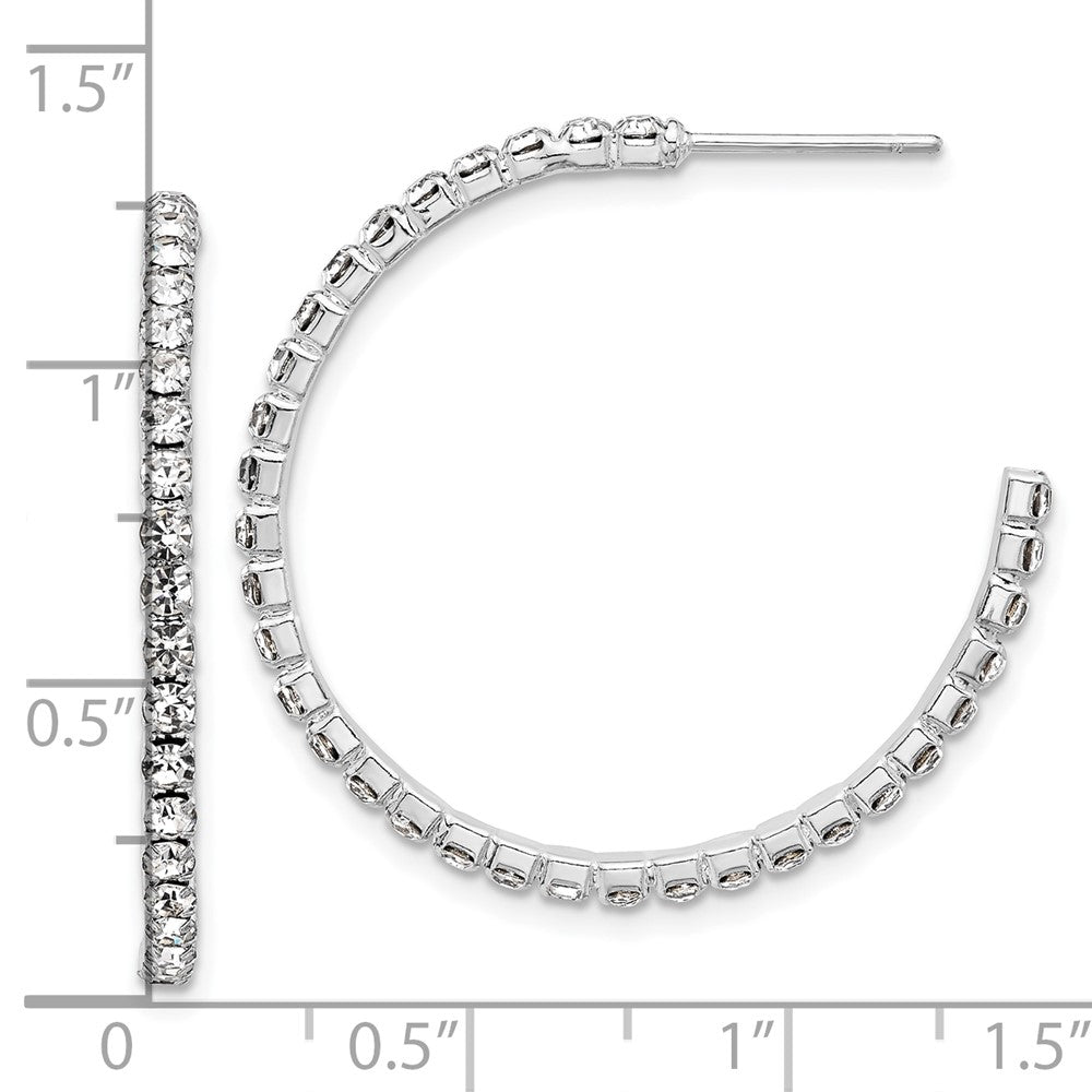 Silver-tone 35mm Crystal J-Hoop Post Earrings