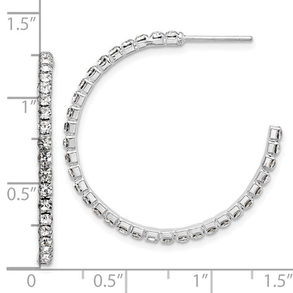 Silver-tone 35mm Crystal J-Hoop Post Earrings
