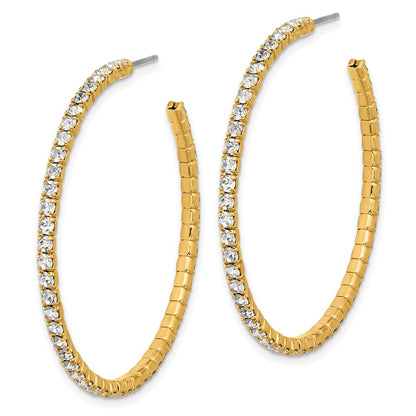 Flash Gold-tone 45mm Crystal J-Hoop Post Earrings