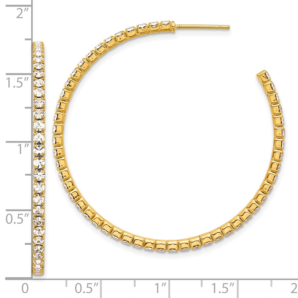 Flash Gold-tone 45mm Crystal J-Hoop Post Earrings