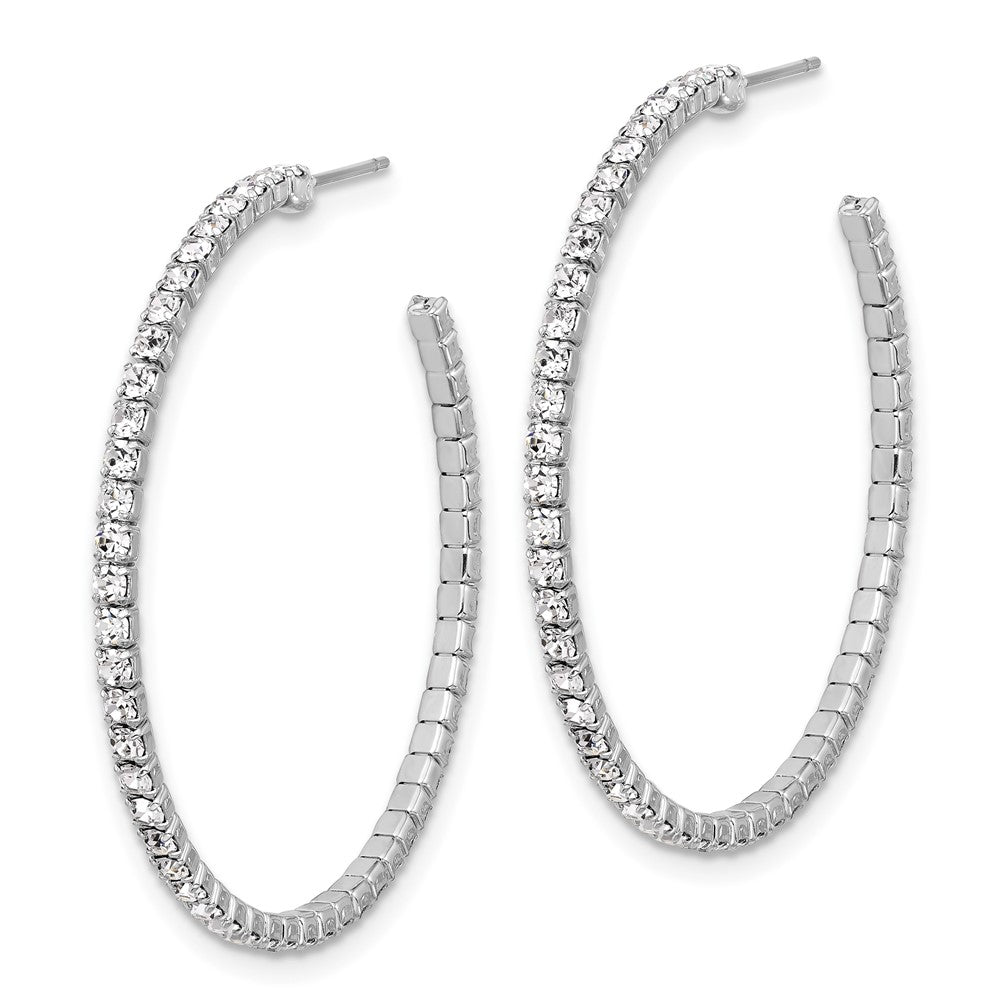 Silver-tone 45mm Crystal J-Hoop Post Earrings