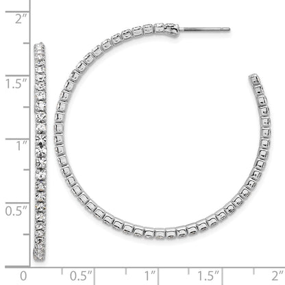 Silver-tone 45mm Crystal J-Hoop Post Earrings