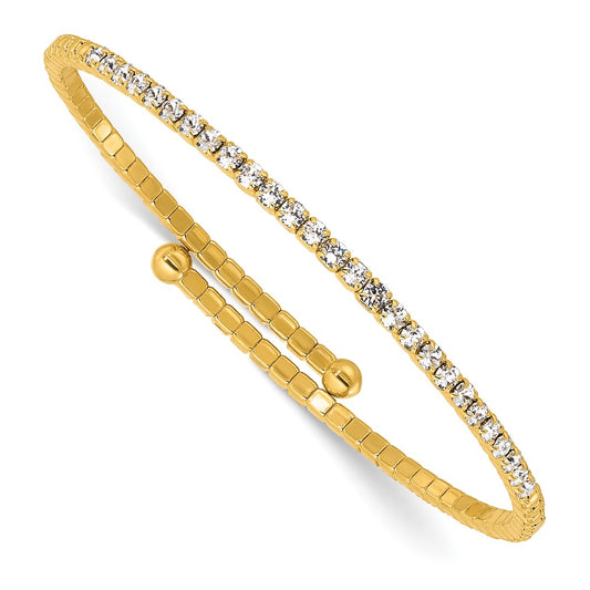Flash Gold-tone Crystal Single Row Wrap Bracelet