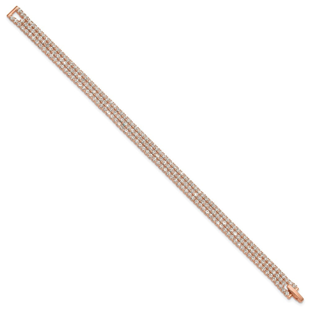 Flash Rose-Tone Polish 3-strand Crystal 7in Bracelet