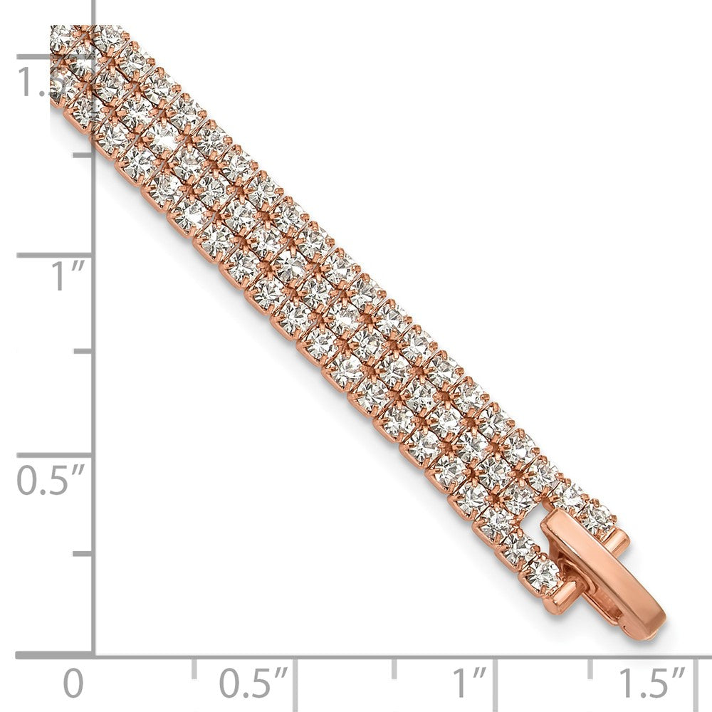 Flash Rose-Tone Polish 3-strand Crystal 7in Bracelet