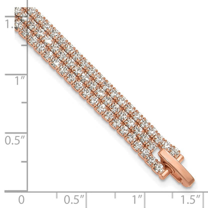 Flash Rose-Tone Polish 3-strand Crystal 7in Bracelet