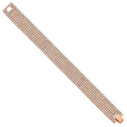 Flash Rose-Tone Polish Multi-strand Crystal 7in Bracelet