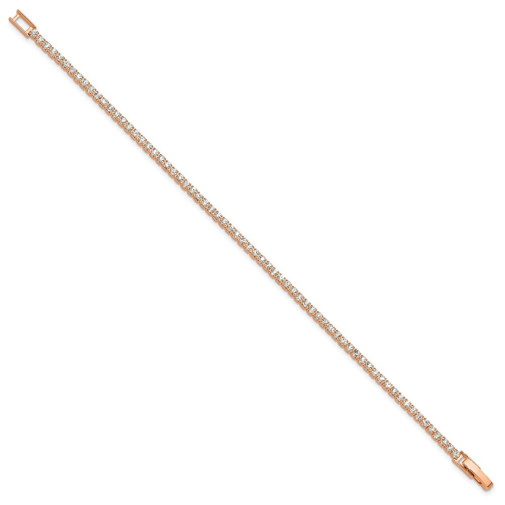 Flash Rose-Tone Polished Crystal 6.5in Bracelet