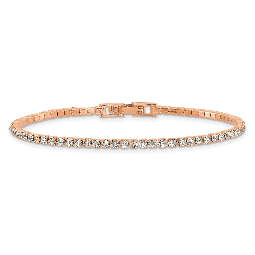 Flash Rose-Tone Polished Crystal 6.5in Bracelet