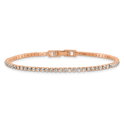 Flash Rose-Tone Polished Crystal 6.5in Bracelet