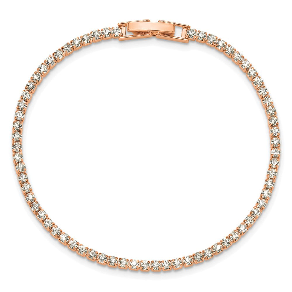 Flash Rose-Tone Polished Crystal 6.5in Bracelet