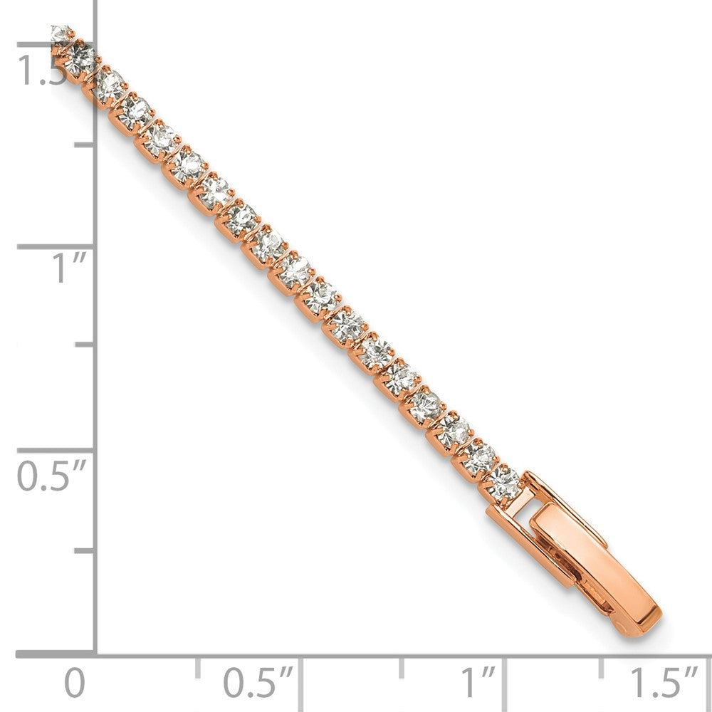 Flash Rose-Tone Polished Crystal 6.5in Bracelet
