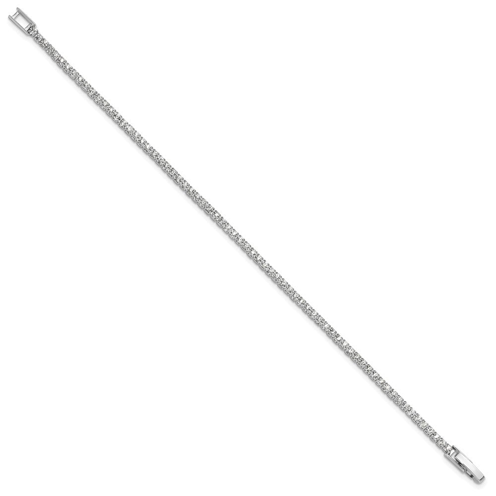 Silver-tone Polished Crystal 6.5in Bracelet