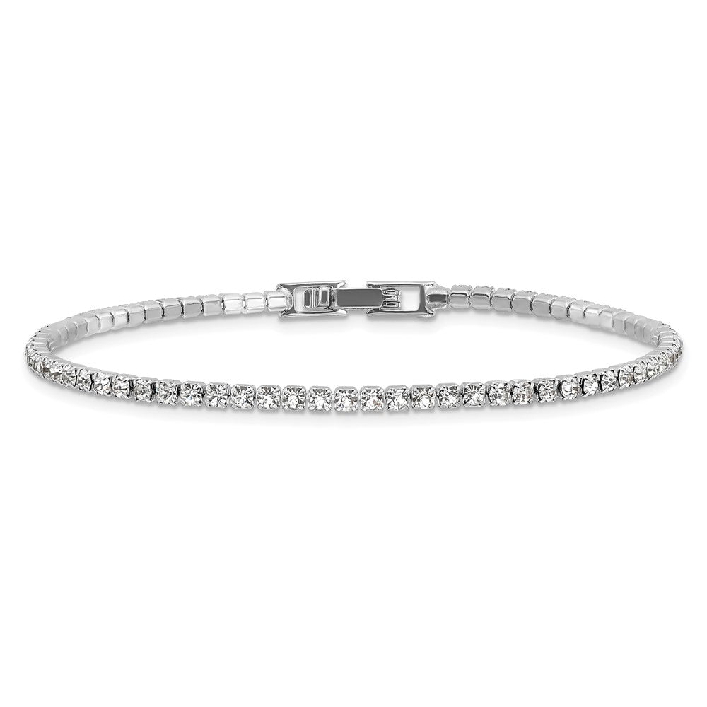 Silver-tone Polished Crystal 6.5in Bracelet