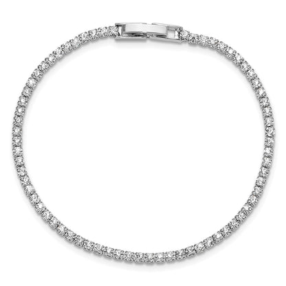 Silver-tone Polished Crystal 6.5in Bracelet