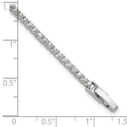 Silver-tone Polished Crystal 6.5in Bracelet