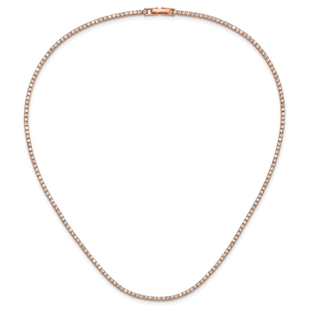 Flash Rose-Tone Polished Crystal 17.5in Necklace