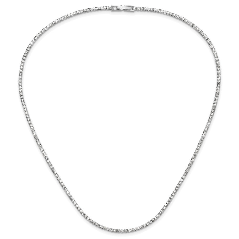 Silver-tone Polished Crystal 17.5in Necklace
