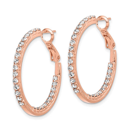 Flash Rose-Tone Crystal In & Out Hoop Earrings