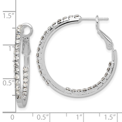 Silver-tone Polished Crystal In & Out Hoop Earrings