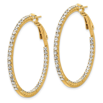 Flash Gold-tone Crystal In & Out Hoop Earrings