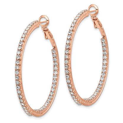 Flash Rose-Tone Crystal In & Out Hoop Earrings