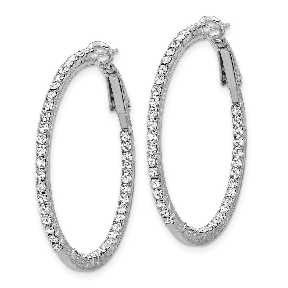 Silver-tone Polished Crystal In & Out Hoop Earrings