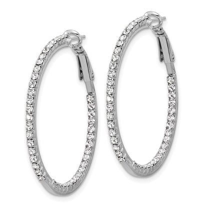 Silver-tone Polished Crystal In & Out Hoop Earrings