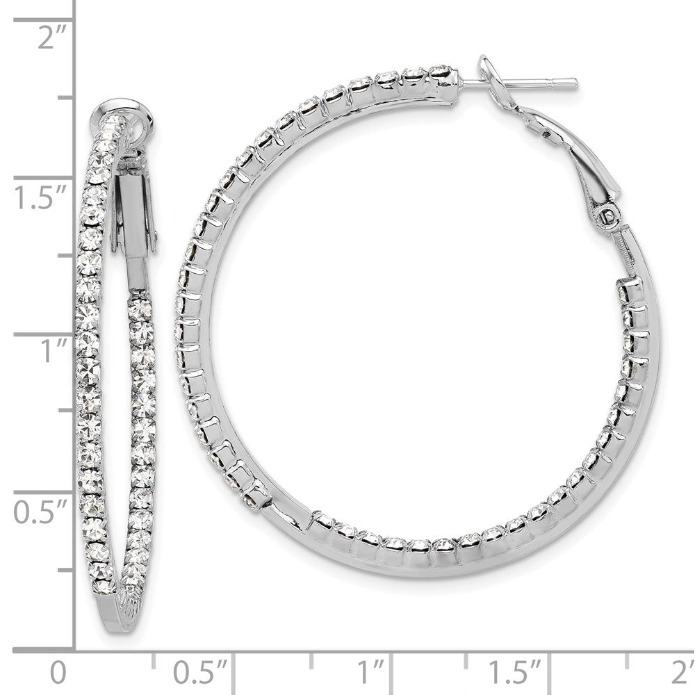 Silver-tone Polished Crystal In & Out Hoop Earrings