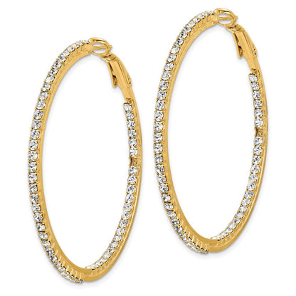 Flash Gold-tone Crystal In & Out Hoop Earrings