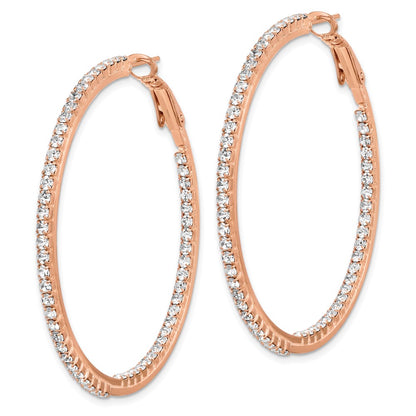 Flash Rose-Tone Crystal In & Out Hoop Earrings