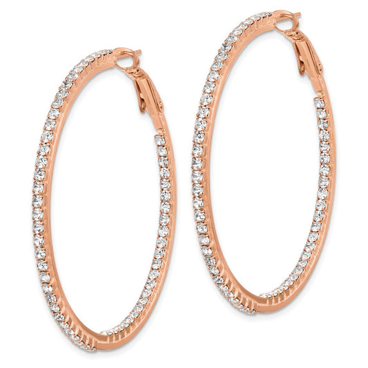 Flash Rose-Tone Crystal In & Out Hoop Earrings