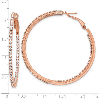 Flash Rose-Tone Crystal In & Out Hoop Earrings