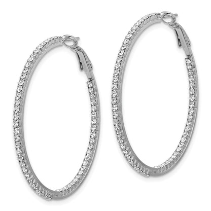 Silver-tone Polished Crystal In & Out Hoop Earrings