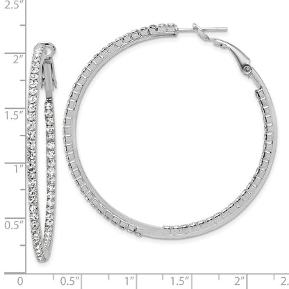 Silver-tone Polished Crystal In & Out Hoop Earrings