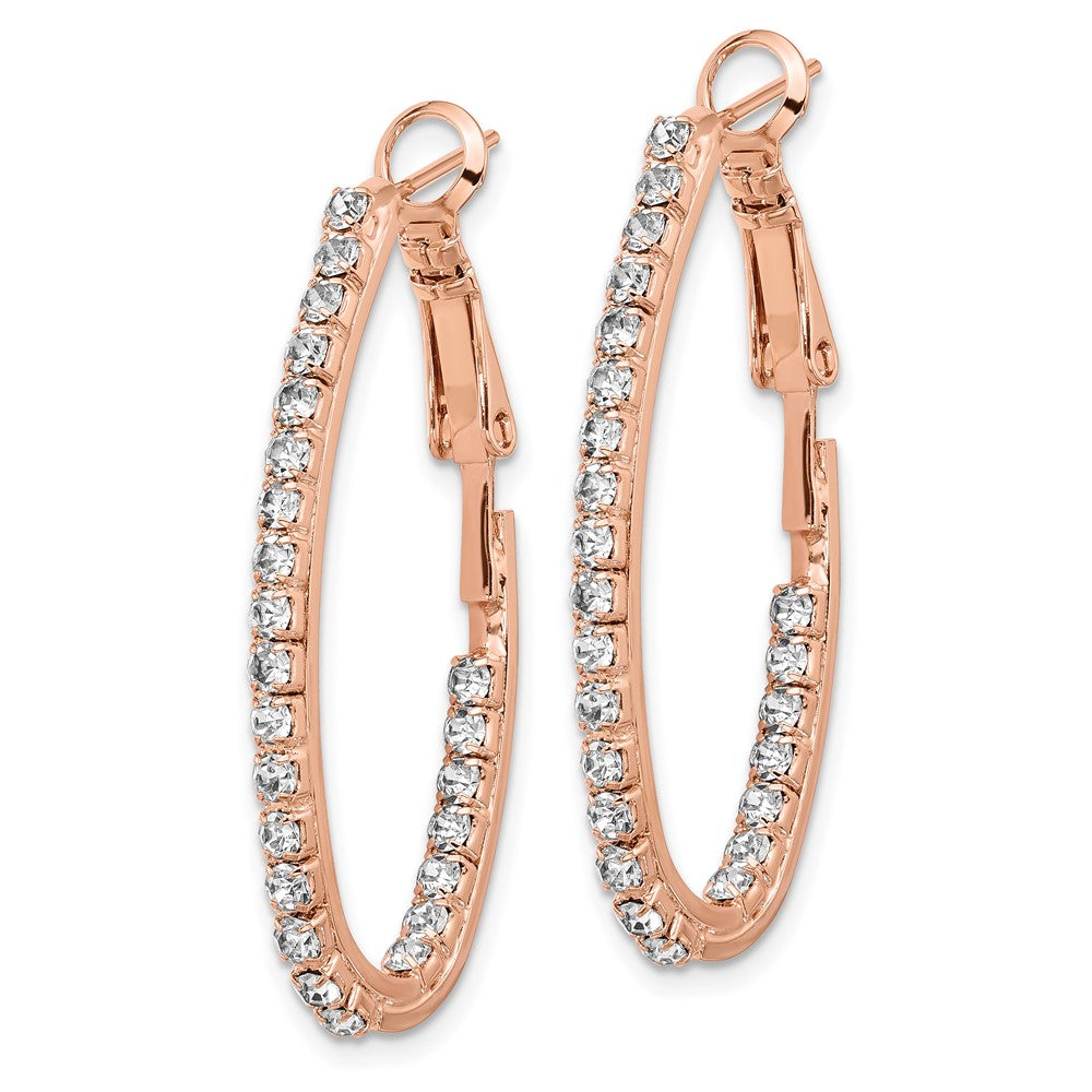 Flash Rose-Tone Crystal In & Out Hoop Earrings