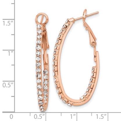 Flash Rose-Tone Crystal In & Out Hoop Earrings