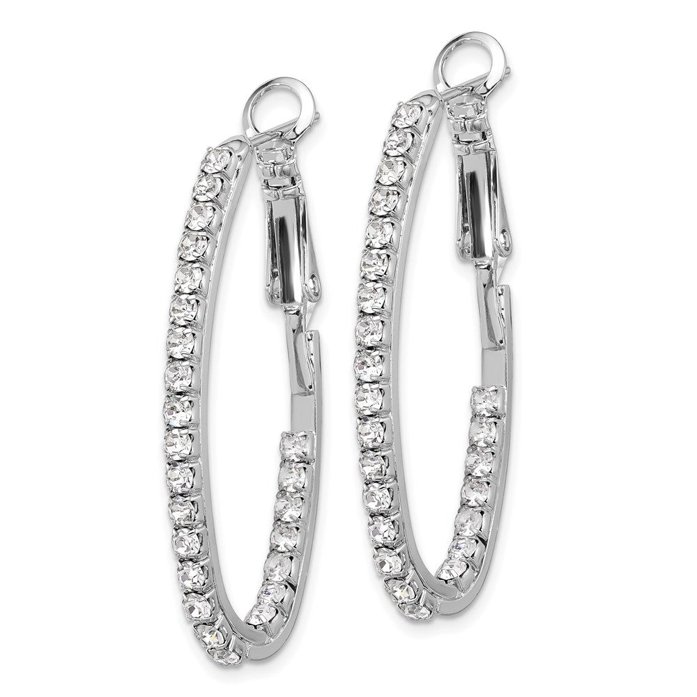 Silver-tone Polished Crystal In & Out Hoop Earrings