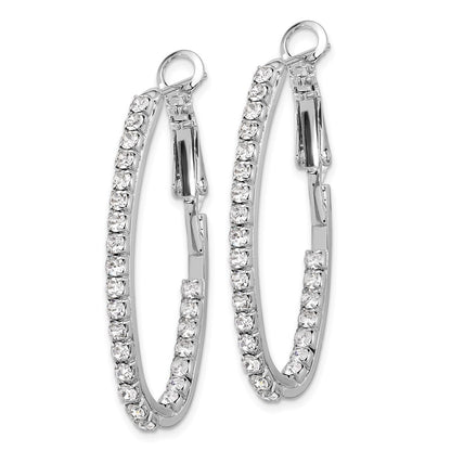 Silver-tone Polished Crystal In & Out Hoop Earrings