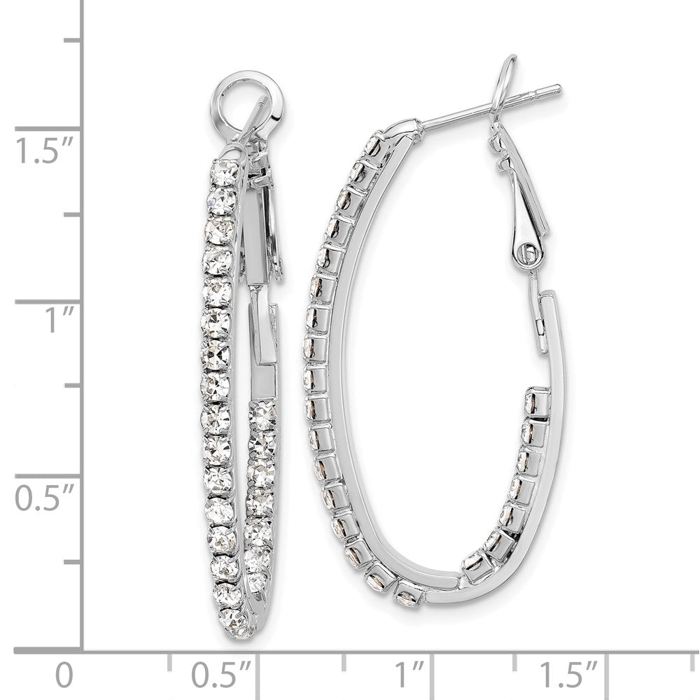 Silver-tone Polished Crystal In & Out Hoop Earrings