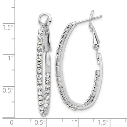 Silver-tone Polished Crystal In & Out Hoop Earrings